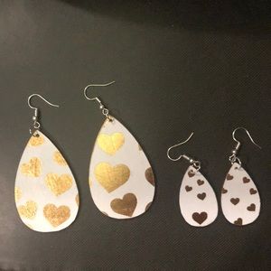 Floating hearts teardrop earring set large and mini